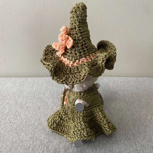 Handmade Crochet Autumn Green Peach Fairy Witch Outfit for 17cm Doll 2-Piece Set - Picture 4 of 9
